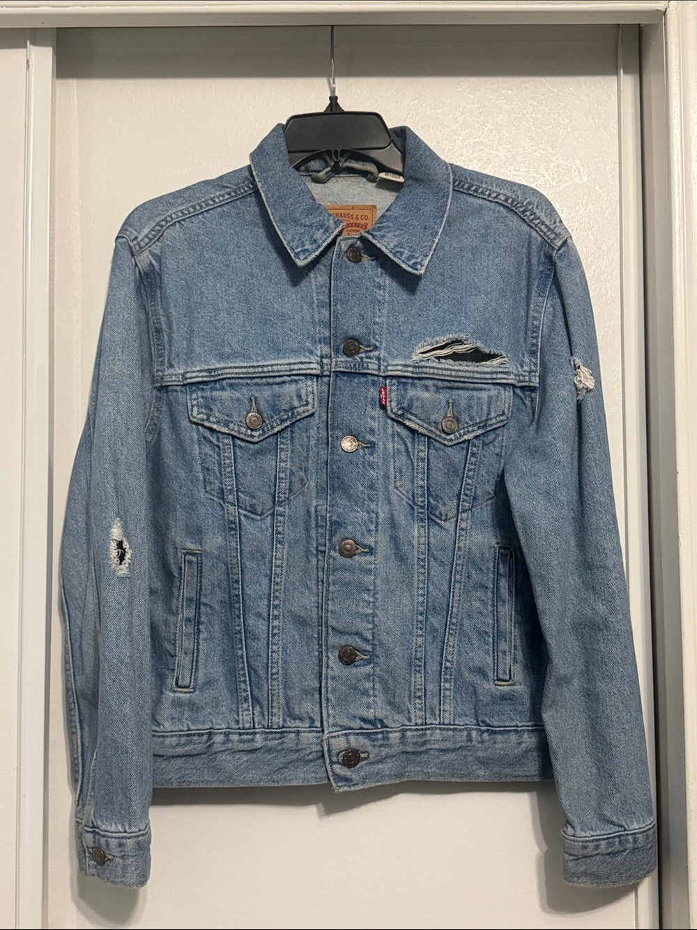 Levi's Ex- Boyfriend Trucker Distressed Denim Jacket